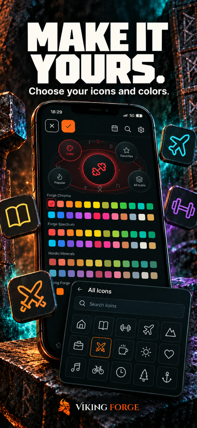 Make it yours. Choose your icons and colours
